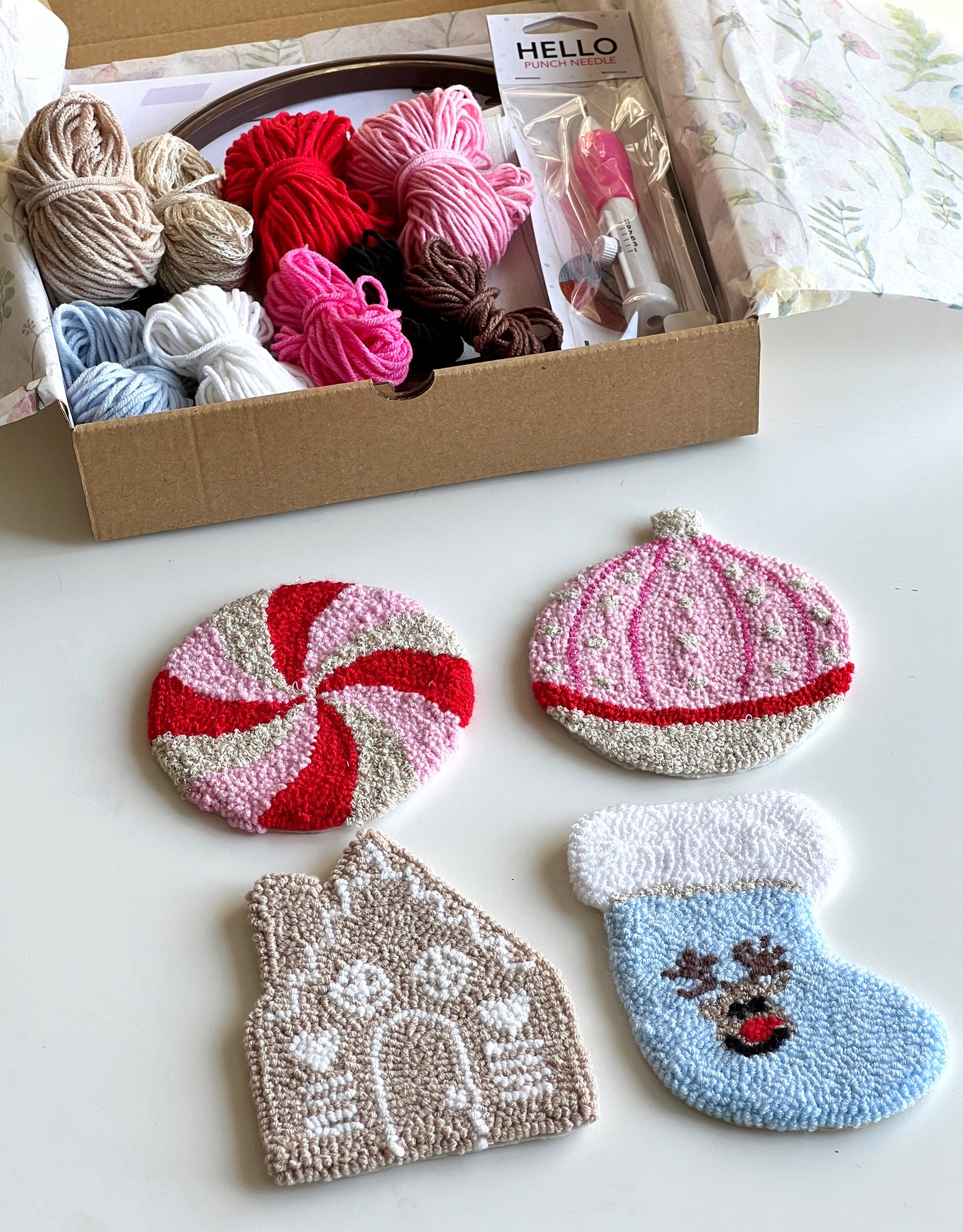 Punch Needle Mug Rug Christmas Kit