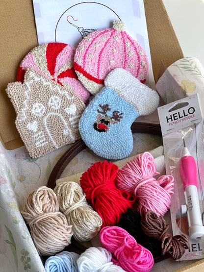 Punch Needle Mug Rug Christmas Kit