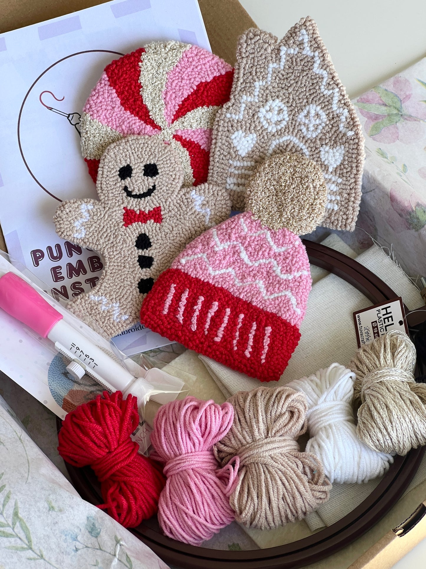 Punch Needle Mug Rug Christmas Kit