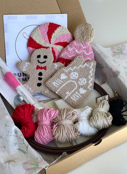 Punch Needle Mug Rug Christmas Kit