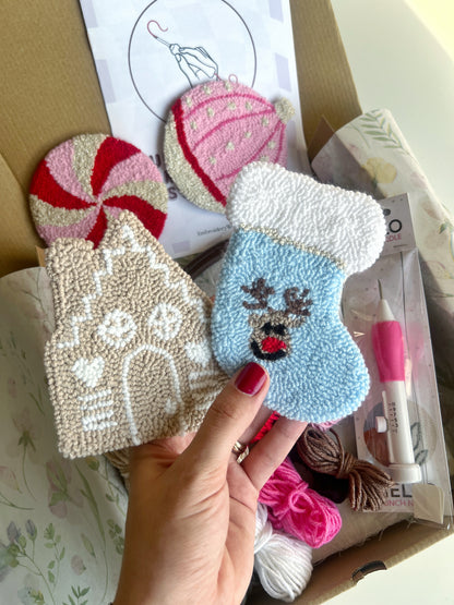 Punch Needle Mug Rug Christmas Kit