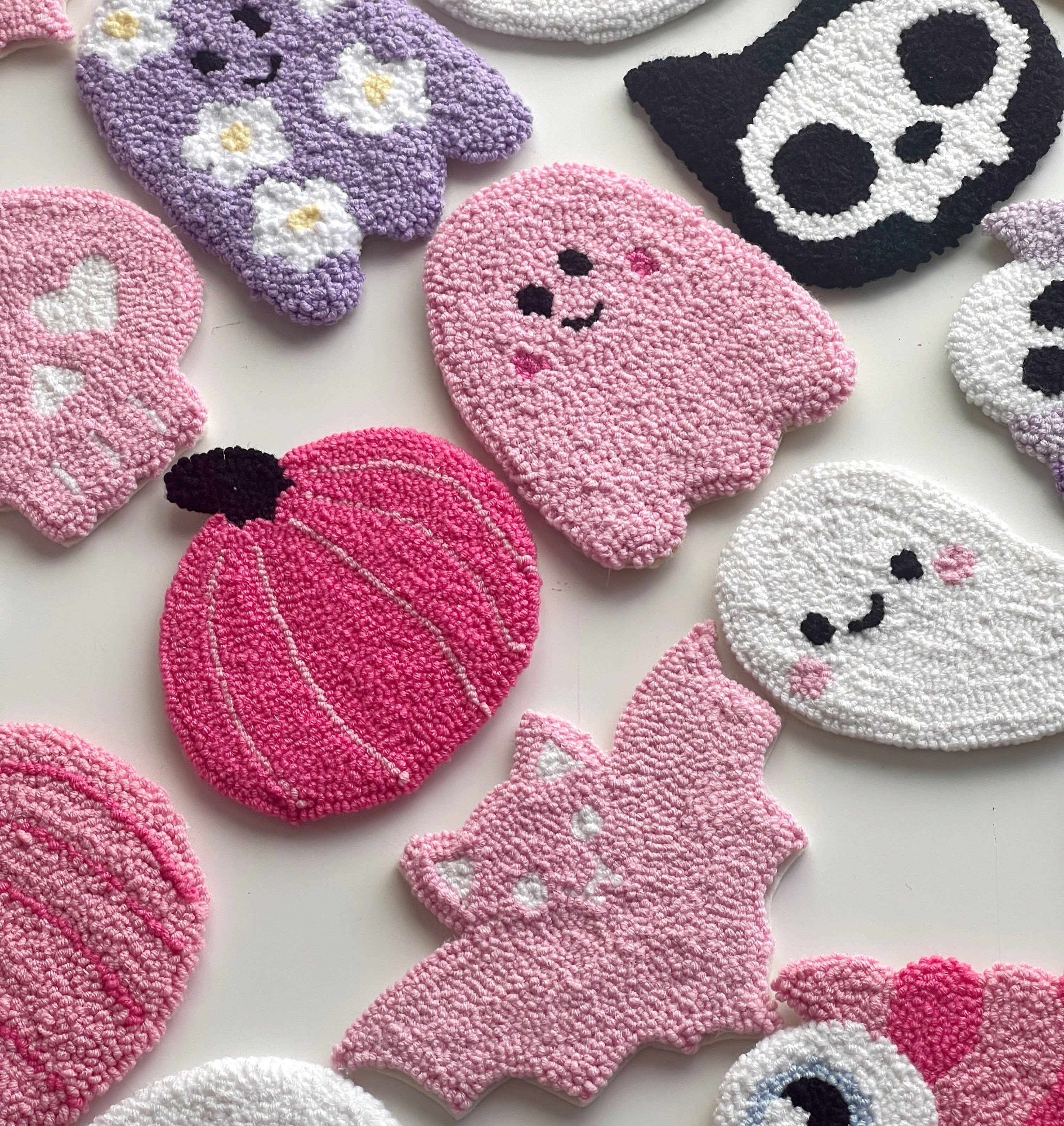 Handmade Punch Needle Coasters, Mug Rugs & DIY Kits